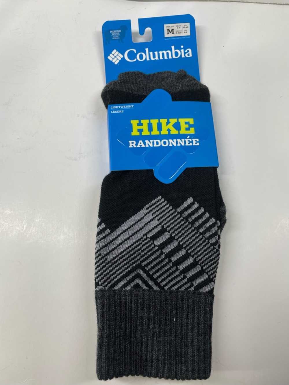 Columbia Hike Crew Socks Light weight merino wool M6-9, W8-11.5